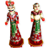 Wooden Hand Painted Isar Gangaur Idol - Red